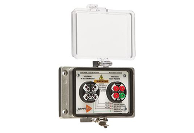 Figure 1: A voltage indicator within the Voltage Test Station allows workers to perform a presence-ofvoltage test without having to open an electrical panel. PBUS-20-Grace-Figure1-400.jpg