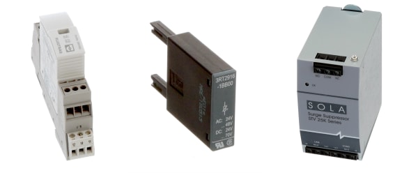 Allied has more than 500 in-stock surge protection devices from industry-leading suppliers including Phoenix Contact (left), Siemens (center) and SolaHD (right).