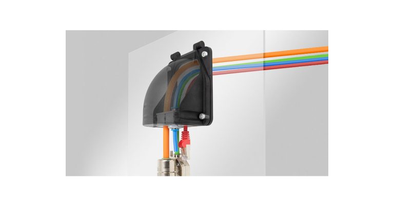 icotek: KEL-FW Split Bulkhead for 90° Cable Entry for Cables With Connectors and a Large Bending Radius / IP65