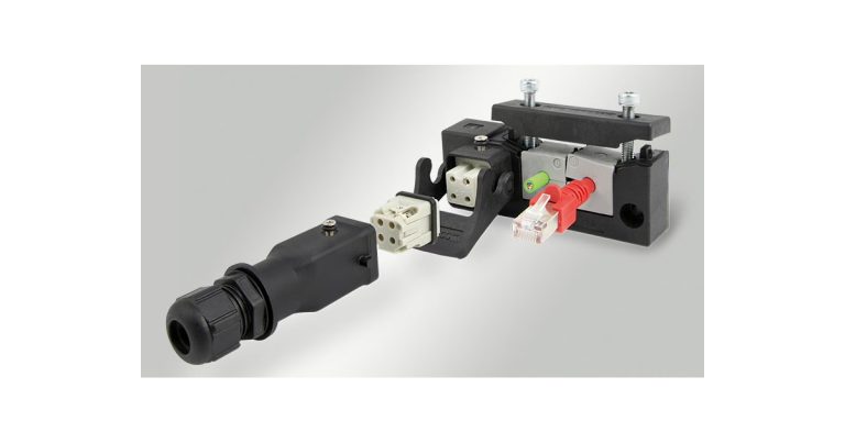 icotek: MIS | Modular Interface System – Split Cable Entry Frame With Connection for Han 3A / Han 4A Connectors / IP65 / UL Type 12